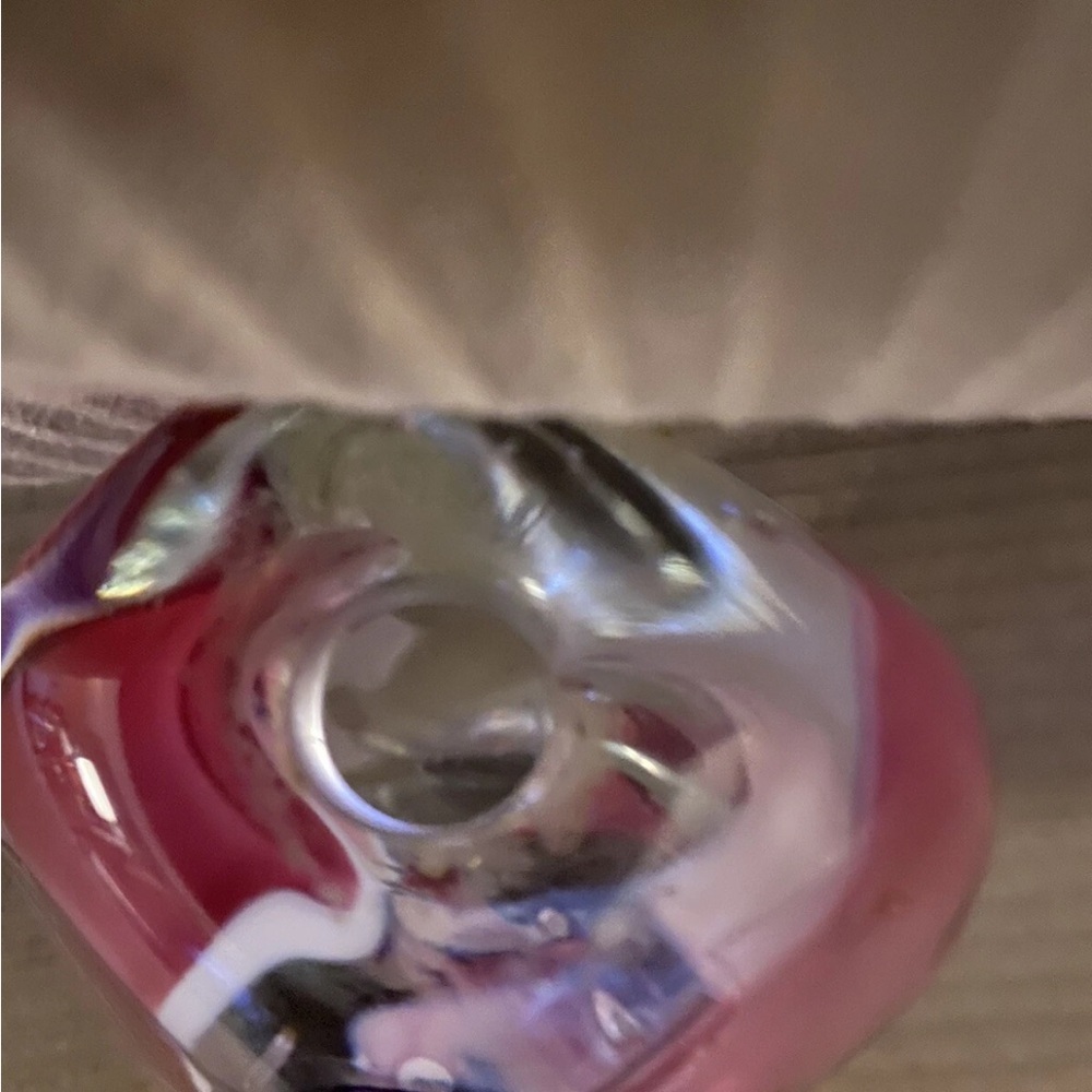 Eric Brakken Glasshouse Studio Signed Art Glass Paperweight Pink & White Ribbon - Picture 4 of 11